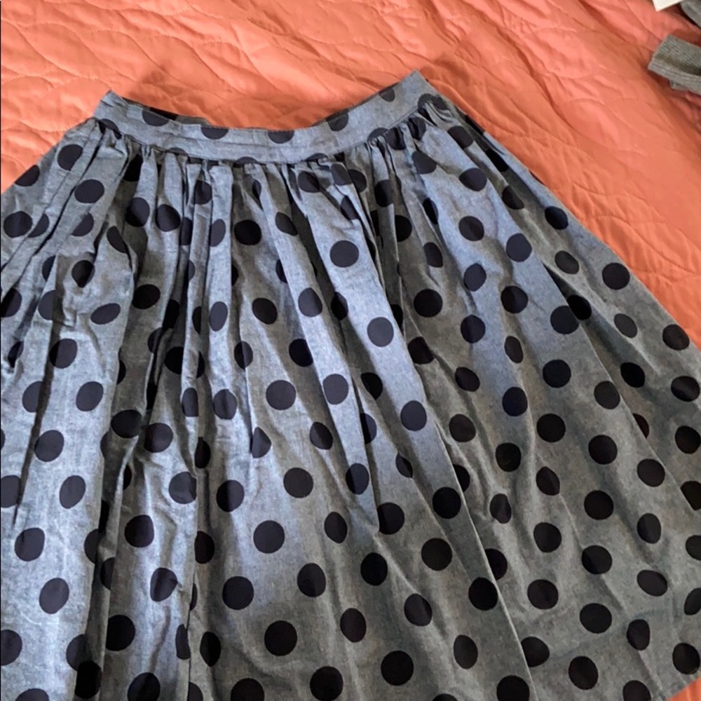 ModCloth Polka Dot Chambray Circle Skirt